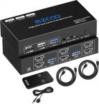 8K HDMI 2.1 KVM Switch Dual Monitor USB 3.0 2 porti koos Hotkey 8K 60Hz 4K 120Hz 48Gbps HDCP2.3 HDMI Extended Display Share 2 PC klaviatuuriga Mous HDR D-olby Vision VRR IR kaugjuhtimispuldiga