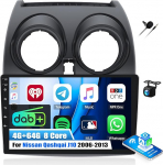 OiLiehu 4+64G 8-tuumaline Android 13 DAB+ autoraadio Nissan Qashqai J10 2006-2013 juhtmevaba CarPlay Android autole, 9-tolline puuteekraan koos WiFi Mirror Link Bluetooth FM RDS DSP EQ SWC DABiga