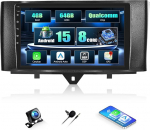 CAMECHO Android 15 Qualcomm 4+64G 8-tuumaline autoraadio Mercedes-Benz Smart Fortwo 2011-2015, 9-tolline DSP Bluetooth-raadio traadita Carplay Android auto WiFi GPS FM/RDS + tagurduskaamera ventilaator jahutusega