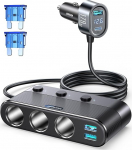 JOYROOM 179 W Sigaretis&uuml;&uuml;taja Splitter 7-in-1 PD30W autolaadija USB C koos 1 m kaabliga, 12 V/24 V kolmekordne pistik LED-voltmeetriga, mitu pistikupesa Splitter iPhone 17/Samsung S26 jaoks