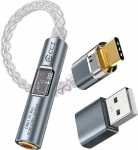Yinyoo USB-C 3,5 mm k&otilde;rvaklappide adapter koos Dual Chip CX31993 MAX97220 DAC Port Type-C AUX adapteriga USB A adapteriga CCZ CM01 Single Crystal Copper Silver Plated IEM kaabel