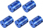 sourcing map 5pcs Aluminum Alloy Shaft Coupler 4mm to 6mm L25 x D18 Flexible Coupling with Screws for Encoders and Motors Blue