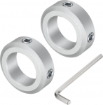 sourcing map Set of 2 Screw Shank Collar for 20mm Shank, 2 Pcs 32mm OD 10mm Thickness, Aluminum Alloy Clamping Collar with M6 Adjusting Screws and One