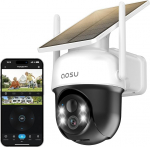 AOSU 2K Outdoor Surveillance Camera Solar Battery 3MP [360&deg; PTZ Panorama, Integrated Solar Panel] Wireless PIR Motion Detection Automatic Tracking Colour Night Vision Sound & Light Alarm 2-Way Audio