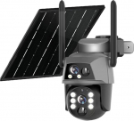 PEGATISAN 4G LTE Wireless Outdoor Surveillance Camera with 2 Lenses, 355&deg; PTZ Camera with Solar Panel & 8000 mAh Battery, 8 IR LEDs & Floodlight for Night and Lighting, Dual PIR AI Detection, 32GB