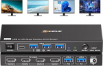 KVM Switch 2 PC 4 monitori 1080P @ 60Hz, Quad Monitor KVM Switch, mis sobib kahe arvuti ja 4 monitori ning 4 USB-seadme &uuml;hendamiseks, vajalik on draiveri paigaldamine.