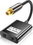 Toslink Splitter 1 sisend 2 v&auml;ljundit optilise kaabli adapter TV, DVD, Soundbar jaoks - must