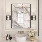 LOAAO 28 "x36" must ristk&uuml;likukujuline vannitoa peegel seinale, matt must alumiiniumisulamist raam, karastatud klaas, ripub vertikaalselt v&otilde;i horisontaalselt, lihtne paigaldada