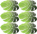 Housoutil Abwaschbare Platzsets 6 St&uuml;ck mit Monstera Blatt Design aus Robustem Eva Hitzebest&auml;ndig und rutschfest Praktische Tischmatten f&uuml;r Westliche Speisen und Esszimmer