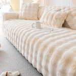 Faux Fur Couch Cover, Rabbit Plush Couch Cover, Non-Slip Couch Cover, m&ouml;&ouml;bli kaitsja, valge, 90x180cm, 3-kohaline diivanikate