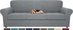 ZNSAYOTX &Uuml;bergro&szlig;e Sofa-Schonbez&uuml;ge, super dehnbar, Spandex, f&uuml;r Wohnzimmer, extra gro&szlig;, Couch&uuml;berz&uuml;ge f&uuml;r 3 Kissen, Couch, Jacquard-Karo-M&ouml;belschutz (Hellgrau, XL-Sofa)
