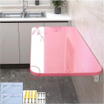 Klapptisch zur Wandmontage, multifunktionaler Schreibtisch, platzsparender Schreibtisch f&uuml;r Computer (Rosa, 60 x 30 cm)