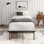 ZINUS Justin &uuml;heinimesevoodi raam - 90 x 190 cm voodi - 36 cm k&otilde;rgus - metallist voodiraam voodi allapoole hoidmise ja teraslattide toega, must