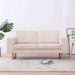 Homgoday 2-Sitzer-Sofa G&auml;stesofa Modern Diivan Couch mit R&uuml;ckenlehne Armlehne Stoffsofa Sitzsofa Sitzm&ouml;bel f&uuml;rs Wohnzimmer SchlafzimmerStoff Cremewei&szlig;