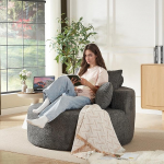 127 cm XXL tugitool, &uuml;ksiktooli, barrel tool, &uuml;mmargune diivanitool, polsterdatud tool, &uuml;ksiktooli, &scaron;enillpolster, p&ouml;&ouml;rlev tool, elutuba, vaba aja tool elutuppa, hall