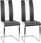 S&ouml;&ouml;gi- v&otilde;i k&ouml;&ouml;gitoolide komplekt pehmendatud istme ja kroomitud alusega 44 x 47 x 99 cm (must + valge, 2)