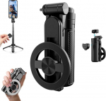 4 in 1 multifunktsionaalne 360&deg; p&ouml;&ouml;ratav magnetiline Selfie Stick, telefonistatiiv juhtmevaba kaugjuhtimispuldiga iPhone'ile ja Androidile, telefonistatiiv koduseks, reisimiseks, vlogimiseks ja videosalvestuseks (must).