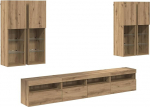 TV Schrank,TV-Wandschrank-Set 7 pcs Artisan-Eiche,TV Board H&auml;ngend Schrank Fernsehschrank TV Bank Wohnzimmer M&ouml;bel Modern Wandschrank f&uuml;r Wohnzimmer Schlafzimmer