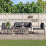 4-TLG. Garten-Lounge-Set mit Polsterkissen Anthrazit aus Poly Rattan f&uuml;r die Terrasse - Outdoor-Set in Anthrazit