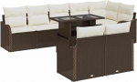 Modulares Garten Sofaset 9 St&uuml;ck Braun Poly Rattan Outdoor Sofa Set mit Kissen