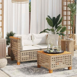 Gartensofa Schwarz Poly Rattan mit abnehmbaren Kissen, Gartenecke aus Polyrattan, Garten Lounge Set mit Polsterung und Gartenm&ouml;bel mit waschbaren Bez&uuml;gen