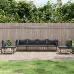 4-TLG. Garten-Lounge-Set mit Polsterkissen Anthrazit aus Poly Rattan f&uuml;r die Terrasse - Outdoor-Set in Anthrazit