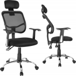 Ergonomic office chair, with high backrest, adjustable headrest, max 150kg, ER-413