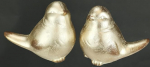 Keraamiline loomafiguur Linnu komplekt 2 12 x 14 x 9 cm kuldne ornament kuju skulptuur Dekoratiivne linnufiguur Linnu kuju Keraamiline linnu kaunistus S&uuml;gisdekoratsioon J&otilde;ulukaunistus Advendip&auml;rg