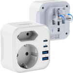 Voomy reisiadapter Inglismaa, Iirimaa, &Scaron;otimaa, Malta, A&Uuml;E, 100-250V ~ 15A Max, kokkupandav, leegikindlad materjalid t&uuml;&uuml;p G