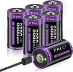 1,5 V akud D USB-C liitium LR20 8800 mAh mono aku kiirlaadimine C-t&uuml;&uuml;pi akud aku koos laadimiskaabliga, madal enesepuhastus, laadimisvalgusega, 1500+ ts&uuml;kkel, 6 aku pakendiga.