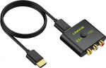 LiNKFOR RCA to HDMI Converter, 4:3/16:9 AV to HDMI adapter, 1080P Composite CVBS AV to HDMI Video Audio Adapter for Wii/PS1/PS2/N64/Xbox/DVD/VCR, toetab PAL/NTSC koos USB toitejuhtmega