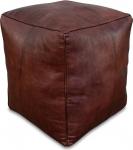 Poufs&Pillows Nelinurkne nahast pouf XL - K&auml;sitsi valmistatud - T&auml;idetud - Ottomani Bean Bag Jalahoob (tumepruun)
