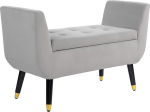 HOMCOM pink hoiuruumiga, k&auml;etoed, sametise v&auml;limusega polsterdatud pink, puidust jalgadega istmepink, kirstupink elutuppa, magamistuppa, esikusse, 107 x 42 x 65 cm, helehall