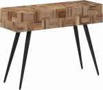 Konsolentisch aus recyceltem Massivholz Teak mit Eisengestell 110x34x80 cm schmaler Flur Tisch vielseitig als Couchtisch, Beistelltisch, Nachttisch oder Gartentisch f&uuml;r Wohnzimmer und Flur