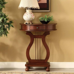 Halbmond-Konsolentisch Aus Holz Mit Schublade, Schmaler Console Table,Flurtisch Schmal,Beistelltisch,f&uuml;r Wohnzimmer, Flur, Foyer, Eingangsbereich(Brown)