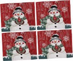 CHILDWEET 4st&uuml;cke Teilige Weihnachtliche Platzmatten mit Stickerei Fotomatten f&uuml;r Hotel und Haushalt Tischunterlagen mit Schneemann-Motiv f&uuml;r Festtagstischdekoration