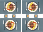 Tischset, 4-teiliges Set aus Wasserdichten Tischsets aus Leder mit Untersetzern, rutschfest und waschbar, ideaalne Esszimmer und K&uuml;che (schwarz)(Light Blue) (helesinine)