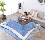 Heiztisch, Tisch, Winter-Tatami-Couchtisch, Erkerfenster, niedriger Tisch, Heiztisch + Steppdecke + Teppich + Heizung (Farbe: Blau, suurus: 120 x 80 x 45 cm)