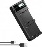 NEEWER Dual USB-Ladeger&auml;t Kompatibel mit Sony NP-F970 NP-F960 NP-F950 NP-F930 NP-F770 NP-F750 NP-F570 NP-F550 Kameraakku, Schnellladeger&auml;t mit LCD-Display, Vielseitige Ladem&ouml;glichkeiten