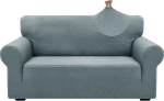 ZNSAYOTX Jacquard-Couchbezug f&uuml;r 2 Kissen, Couch, hoher Stretch, Zweisitzer-Schonbezug f&uuml;r Haustiere, Hunde, rutschfest, Liebessitz, Sofa-Schonbezug, M&ouml;belschutz (suurus M, Hellgrau)