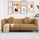 ZEYUAN 372651 Diivan koos padjaga 3-kohaline pruun samet, Lounge diivan, diivanid ja diivanid, Relax diivan, diivan elutuppa, diivan magamisfunktsiooniga