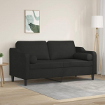 Homgoday 2-kohaline diivan dekoratiivsete padjadega, Lounge diivan, diivan, kaasaegne k&uuml;lalissohva, kahekordne diivan, l&otilde;&otilde;gastav diivan, l&otilde;&otilde;gastav diivan, lamamistooli m&ouml;&ouml;bel diivan elutuppa, magamistuppa, kontorisse, must, 140 cm.