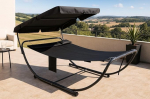 Gardissimo Luc Extra High Double Sun Lounger koos p&auml;ikesekattega, padjakott 2 inimesele, lamamistool, antratsiitne v&auml;rviga