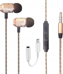 K&otilde;rvaklapid Google Pixel 6A juhtmega bassiga stereok&otilde;rvaklapid, USB-C 3,5 mm pistikupesa adapteriga, k&otilde;rvaklapid helitugevuse reguleerimise funktsiooniga (kuldne)