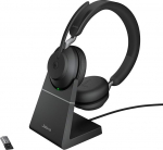 Jabra Evolve2 65 juhtmevabad PC-kuularid koos laadimisalusega, m&uuml;rasummutusega, Microsoft Teams-sertifitseeritud stereok&otilde;rvaklapid pika akuga, USB-A Bluetooth-adapter, mustad