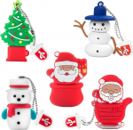 J&otilde;ulud USB Stick 16GB (5 tk) uusaasta kingitused perele ja s&otilde;pradele, BorlterClamp Cute Memory Stick Santa Claus Snowman j&otilde;ulupuu stiilis USB m&auml;lupulk