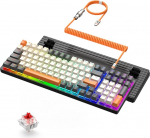 ZIYOU LANG K3 PRO mehaaniline m&auml;nguklaviatuur, RGB must valgustatud juhtmega klaviatuur, punane l&uuml;liti, 100 klahvi numbrilise klaviatuuriga, USB Coil Type C kuni USB-A kaabel Gamer Typistile