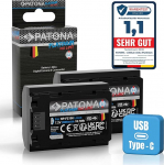 PATONA 2 x Platinum USB-C aku NP-FZ100 2600 mAh Asendus Sony NPFZ100 NP FZ100, mis &uuml;hildub Sony Alpha 6600 6700 A6600 A6700 A1 A9 II A7 III IV A7R 7C 7CR 7S 7R A7III FX3 FX30 A7 A7 A7R C2 C2 Ar3
