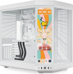 HYTE Y70 Touch Infinite Dual Chamber ATX Mid Tower moodne esteetiline korpus integreeritud 2.5K LCD puuteekraaniga - lumivalge