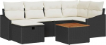 Rantry 7-teiliges Garten Sofa Set mit Kissen Schwarz Poly-Rattan Gartenlounge Model3360897